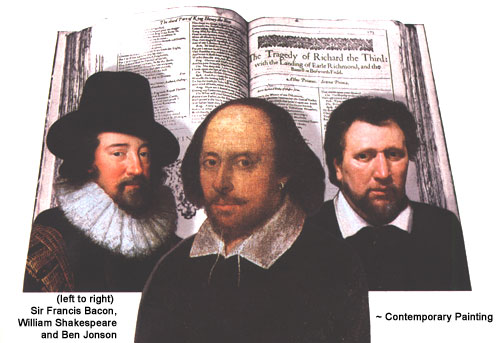 (left to right) Sir Francis Bacon, William Shakespeare and Ben Jonson