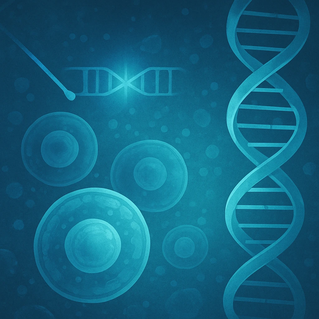 Conceptual illustration of DNA editing and cellular repair